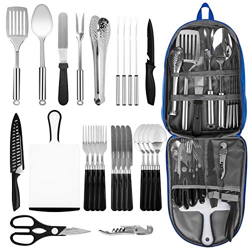 27-Piece Portable Stainless Steel Camping Utensil Set