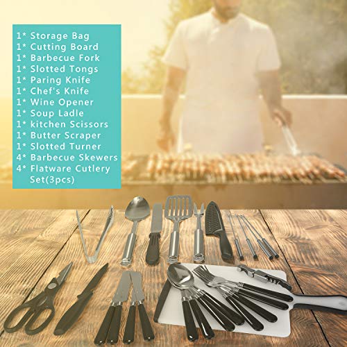 27-Piece Portable Stainless Steel Camping Utensil Set