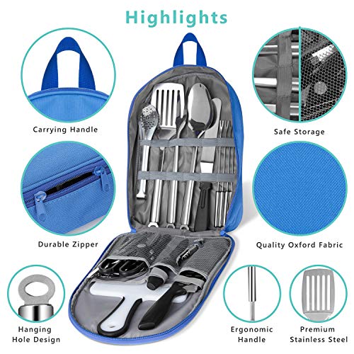 27-Piece Portable Stainless Steel Camping Utensil Set