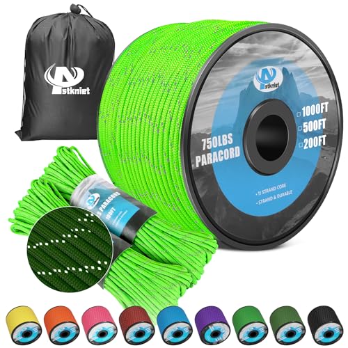750Ib 100ft Green Reflective Paracord for Survival
