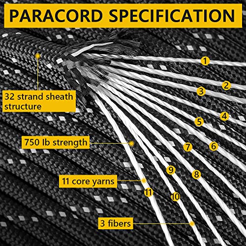 750Ib 100ft Green Reflective Paracord for Survival