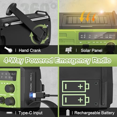 8000mAh Hand Crank Emergency Radio with Solar Power