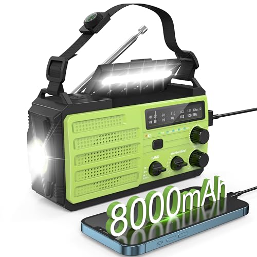 8000mAh Hand Crank Emergency Radio with Solar Power