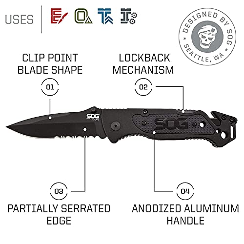 SOG Escape Tactical Folding Knife - Emergency Tool