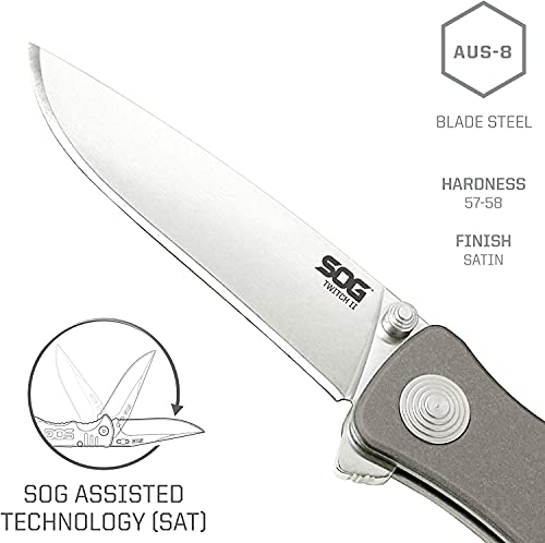 SOG Twitch II Folding Knife, silver