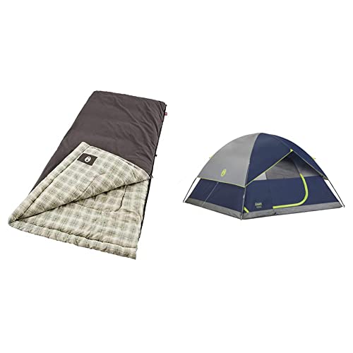 Coleman Heritage Big & Tall Cold-Weather Sleeping Bag & 2-Person Sundome Tent, Navy