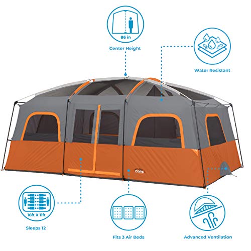 12 Person Outdoor Camping Tent with Storage Pockets
