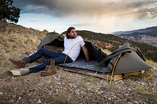 KODIAK CANVAS 1-Person Canvas Swag Tent with Sleeping Pad, Olive, One Size