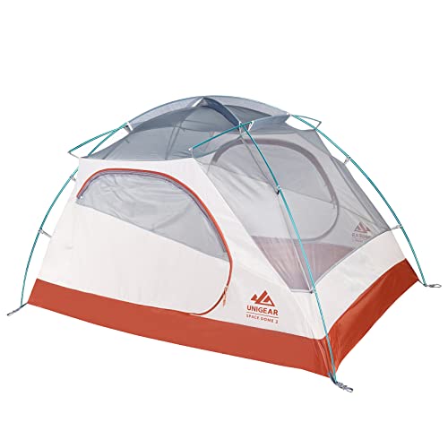 Unigear Space Dome 2 Person Tent- Spacious 2 Door/Vestibules Waterproof Tents for Camping Backpacking Hiking Fishing Travel - Ventilated