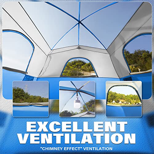 GoHimal Tents 6 Person for Camping,Easy Setup Waterproof Windproof Camping Tent,Double Layer Cabin Tent -10'X9'X79in(H) (Blue)