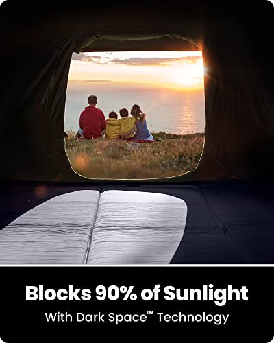 OutdoorMaster Tents, 4/6/8 Person Camping Tent with Dark Space Technology, Easy Setup in 60 Seconds, Weatherproof Pop Up Tent for Camping with Top Rainfly, Instant Cabin Tent (Upgrade Blue, 4 Person)