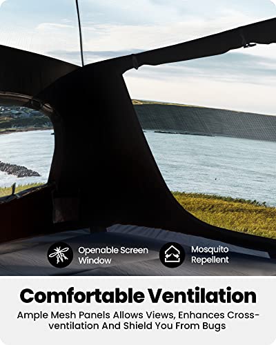 OutdoorMaster Tents, 4/6/8 Person Camping Tent with Dark Space Technology, Easy Setup in 60 Seconds, Weatherproof Pop Up Tent for Camping with Top Rainfly, Instant Cabin Tent (Upgrade Blue, 4 Person)