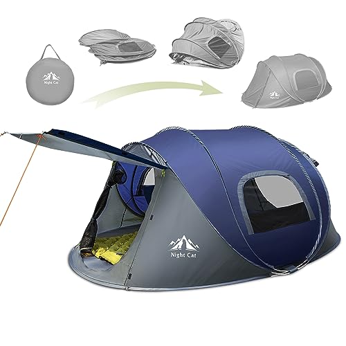 Night Cat Upgraded Pop up Tent 2-4 Persons Easy Setup in 3 Seconds Instant Camping Tent with Porch Automatic Foldable Waterproof Beach Package 40% Smaller