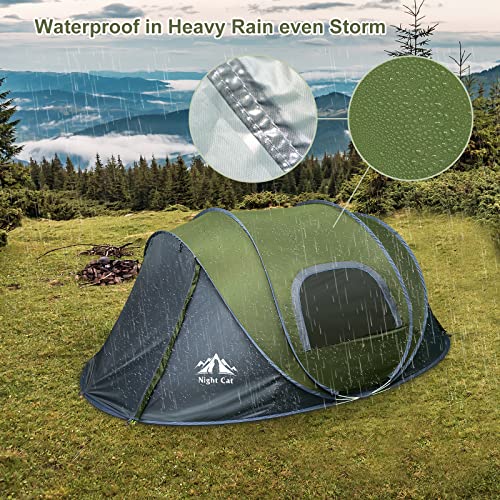 Night Cat Upgraded Pop up Tent 2-4 Persons Easy Setup in 3 Seconds Instant Camping Tent with Porch Automatic Foldable Waterproof Beach Package 40% Smaller