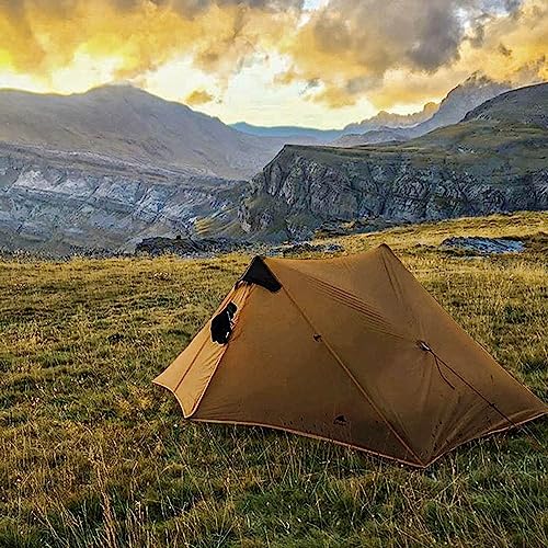 3FULGEAR Backpacking Tent - Lanshan 2, Ultralight, Waterproof, Lightweight, Triangle Cabin Design 4 Seasons - Ideal for Camping, Hiking, and Survival (2P Khaki 4 Season)