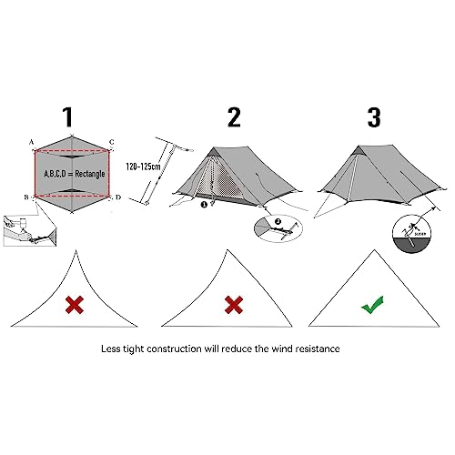 3FULGEAR Backpacking Tent - Lanshan 2, Ultralight, Waterproof, Lightweight, Triangle Cabin Design 4 Seasons - Ideal for Camping, Hiking, and Survival (2P Khaki 4 Season)