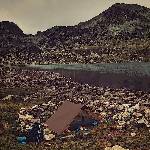 3FULGEAR Backpacking Tent - Lanshan 2, Ultralight, Waterproof, Lightweight, Triangle Cabin Design 4 Seasons - Ideal for Camping, Hiking, and Survival (2P Khaki 4 Season)