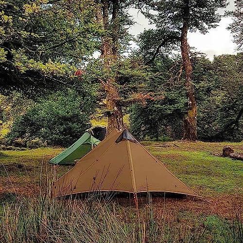 3FULGEAR Backpacking Tent - Lanshan 2, Ultralight, Waterproof, Lightweight, Triangle Cabin Design 4 Seasons - Ideal for Camping, Hiking, and Survival (2P Khaki 4 Season)