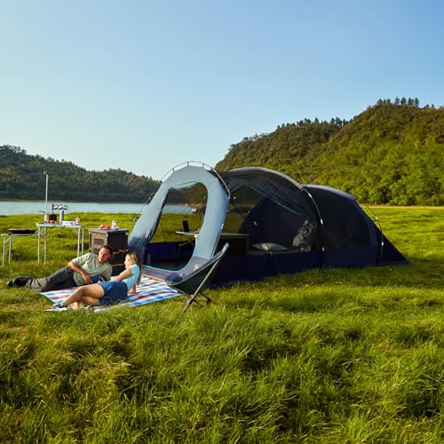 TIMBER RIDGE 8 Person Camping Tent with Large Porch, Spacious Family Camping Tent with Portable Carry Bag, Easy Set-up Outdoor Tent with Excellent Ventilation for Camping, Blue