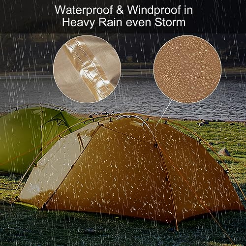 Night Cat Backpacking Tents 2 Persons Easy Setup Camping Tent with Separated Rainfly Aluminium Pole Double Layers Two Doors Waterproof Lightweight Compact 7.2x4.6ft