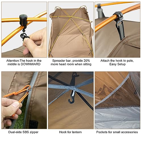 Night Cat Backpacking Tents 2 Persons Easy Setup Camping Tent with Separated Rainfly Aluminium Pole Double Layers Two Doors Waterproof Lightweight Compact 7.2x4.6ft