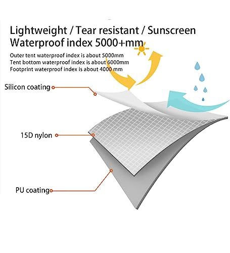 LERATCH Ultralight Tent 3-Season Backpacking Tent 1 Person Climbing Camping Tent, Outdoor 15D Lightest Portable Tent for Camping Hiking with Carry Bag (1-Person, Grey)