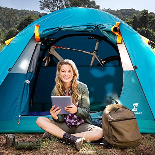 Camping Tent 2 Person, Aluminum Poles Tent with Bike Shed and Rainfly-Portable Dome Tents for Camping