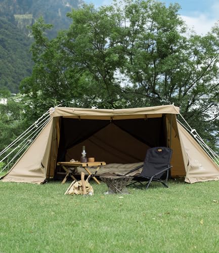 S'more Kleine Base Camping Tent, 4 Season Luxury Outdoor Camping and Glamping Tent for 2 Adults, Breathable Waterproof Cloth with Screen Inner Tent(Extra) and Carry Bag (Beige)