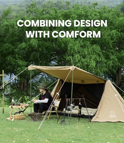 S'more Kleine Base Camping Tent, 4 Season Luxury Outdoor Camping and Glamping Tent for 2 Adults, Breathable Waterproof Cloth with Screen Inner Tent(Extra) and Carry Bag (Beige)