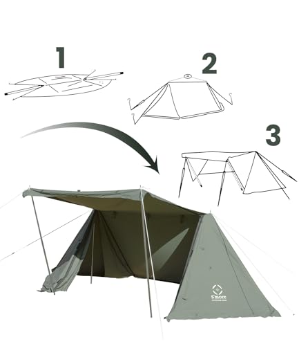 S'more Kleine Base Camping Tent, 4 Season Luxury Outdoor Camping and Glamping Tent for 2 Adults, Breathable Waterproof Cloth with Screen Inner Tent(Extra) and Carry Bag (Beige)