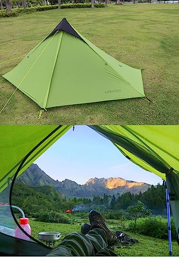 LERATCH Ultralight Tent 3-Season Backpacking Tent 1 Person Climbing Camping Tent, Outdoor 15D Lightest Portable Tent for Camping Hiking with Carry Bag (1-Person, Grey)