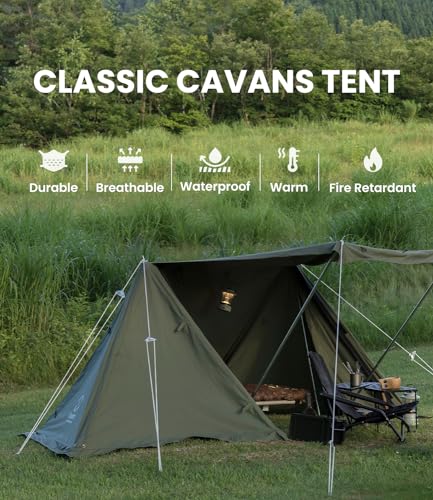 S'more Kleine Base Camping Tent, 4 Season Luxury Outdoor Camping and Glamping Tent for 2 Adults, Breathable Waterproof Cloth with Screen Inner Tent(Extra) and Carry Bag (Beige)