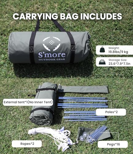 S'more Kleine Base Camping Tent, 4 Season Luxury Outdoor Camping and Glamping Tent for 2 Adults, Breathable Waterproof Cloth with Screen Inner Tent(Extra) and Carry Bag (Beige)