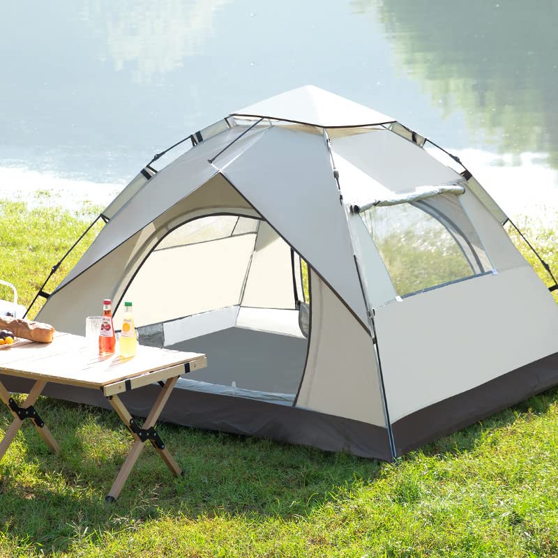 STARBRILLIANT Family Camping Tents for 3-4 People, Camping Tents with Screen Windows, Pop Up Tent for Camping, Travel, Fishing and Beaches