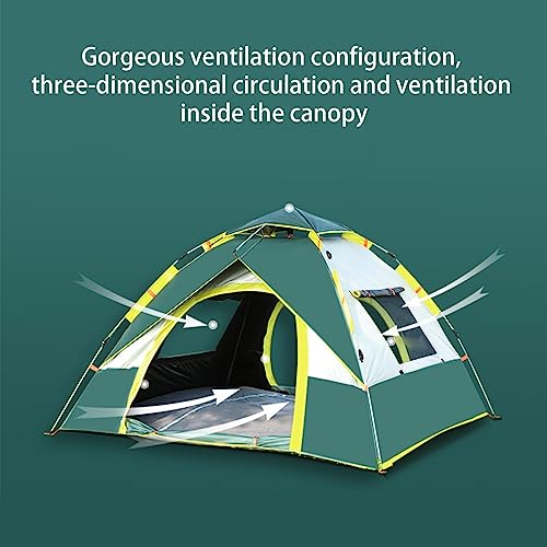 Instant Pop Up Tents for Camping, Automatic Tent Two Doors and Two Windows, Camping Thickened Wind, Rain and Sun Tent 2-3 People Quick Open Free to Set Up The Tent (Green)