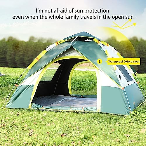 Instant Pop Up Tents for Camping, Automatic Tent Two Doors and Two Windows, Camping Thickened Wind, Rain and Sun Tent 2-3 People Quick Open Free to Set Up The Tent (Green)