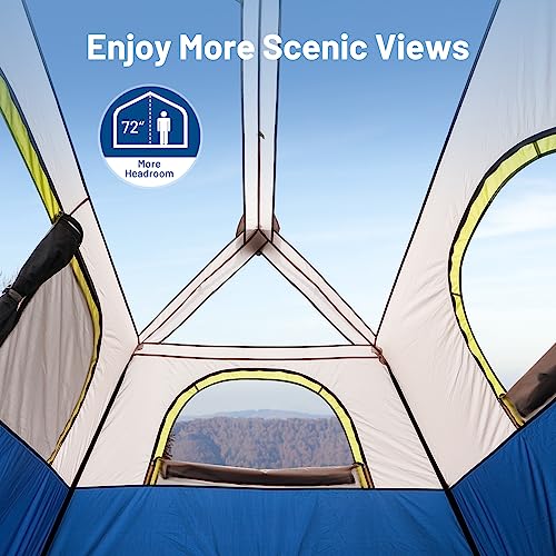 BEYONDHOME Instant Larger Room Tent, 6 Person CampingTent Setup in 60 Seconds with Rainfly, Waterproof & Windproof Huge Tent with Portable Carry Bag for Family Camping & Hiking