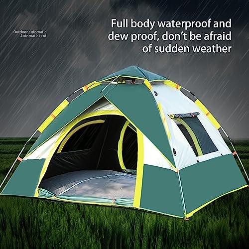 Instant Pop Up Tents for Camping, Automatic Tent Two Doors and Two Windows, Camping Thickened Wind, Rain and Sun Tent 2-3 People Quick Open Free to Set Up The Tent (Green)