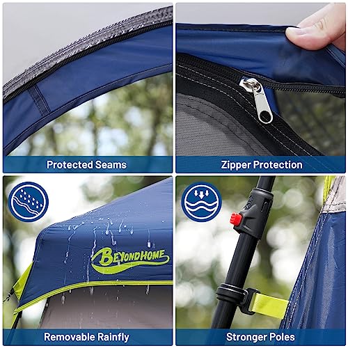 BEYONDHOME Instant Larger Room Tent, 6 Person CampingTent Setup in 60 Seconds with Rainfly, Waterproof & Windproof Huge Tent with Portable Carry Bag for Family Camping & Hiking