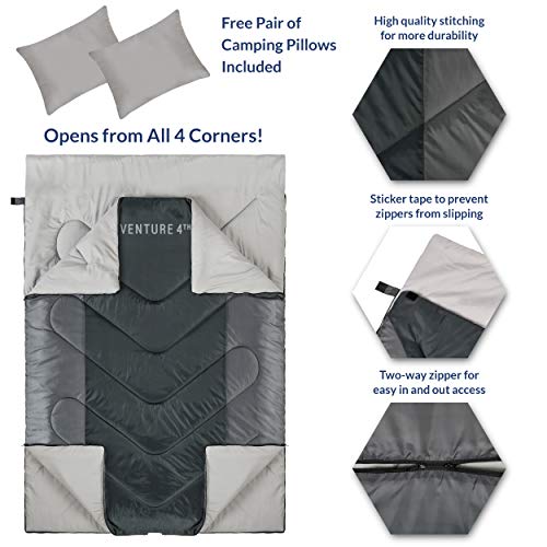 VENTURE 4TH Double Sleeping Bag - Lightweight & Water Resistant