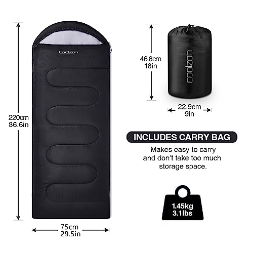 Coolzon Lightweight Sleeping Bag for All Season Camping