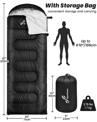 Sportneer Lightweight Camping Sleeping Bag for Adults