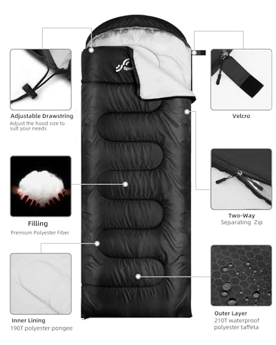 Sportneer Lightweight Camping Sleeping Bag for Adults