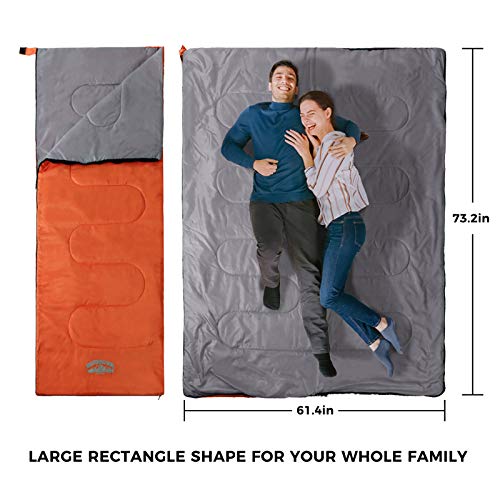 50F Sleeping Bag - Synthetic - Adult Size - Orange