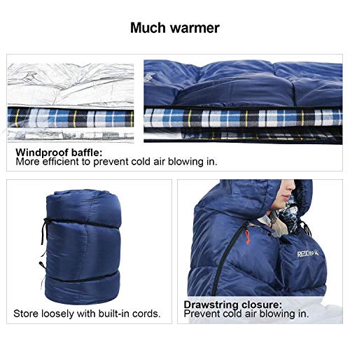 REDCAMP XL Flannel Sleeping Bag, Comfortable & Compact