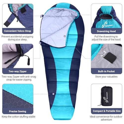 Sportneer Ultralight Mummy Sleeping Bag for Outdoor Camping