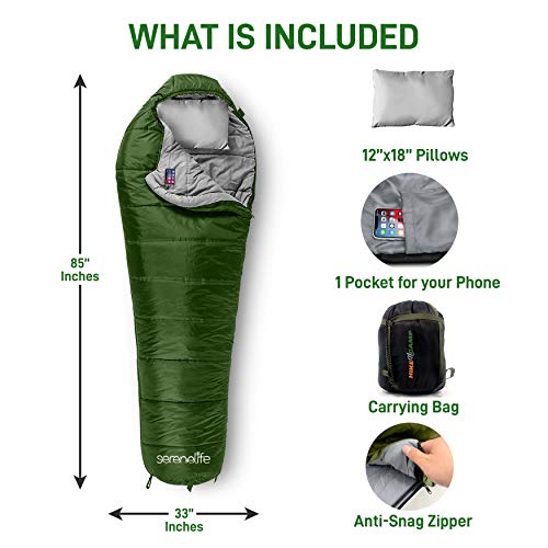 SereneLife Mummy Sleeping Bag - Outdoor Camping Gear