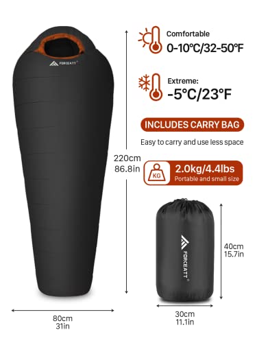 Forceatt Mummy Sleeping Bag: 3-4 Seasons, 14°F-59°F