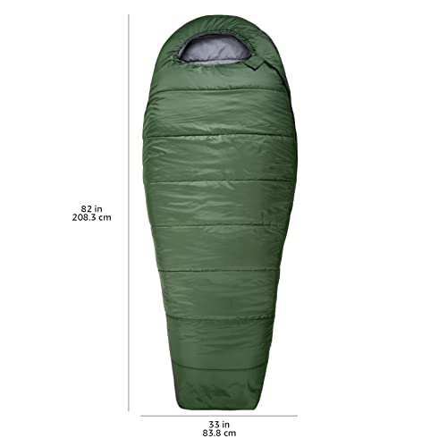 Amazon Basics 3-Season 20 Degree F Mummy Sleeping Bag for Camping and Hiking, Olive Green