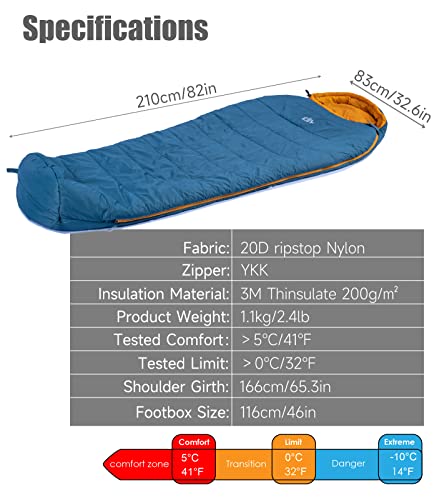 3-Season Compact Mummy Sleeping Bag for Outdoor Activities